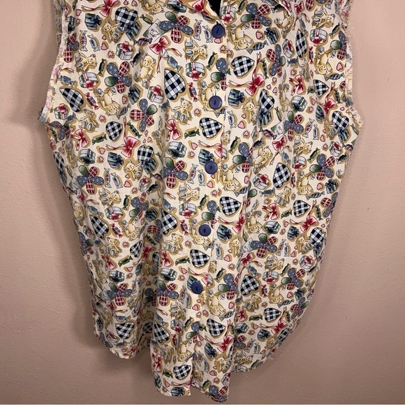 1X VINTAGE SEPARATE ISSUE TEDDY BEAR SLEEVELESS TOP GRANNYCORE - Picture 7 of 10